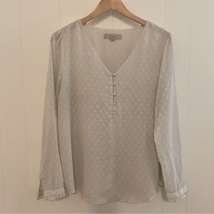 loft long sleeve polka dot blouse